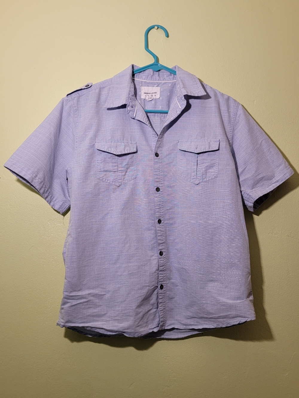 Boys Short Sleeve Casual Button-Up Shirt - Light Blue